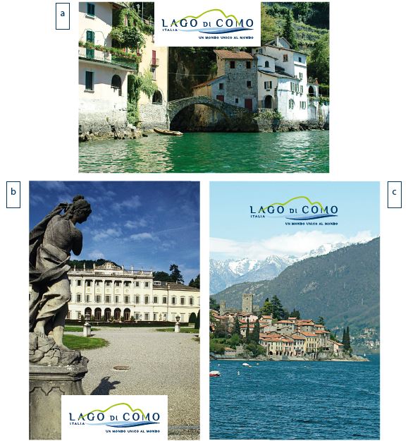 Applicazione logo Lago di Como su fondo colore o fotografico - Area di rispetto